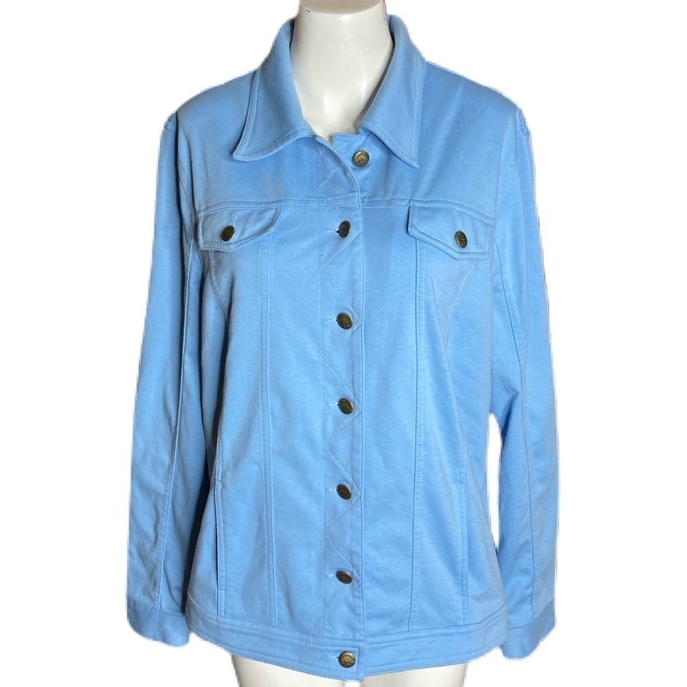 Allison Dailey Lt Blue Long Sleeve Jacket Size L